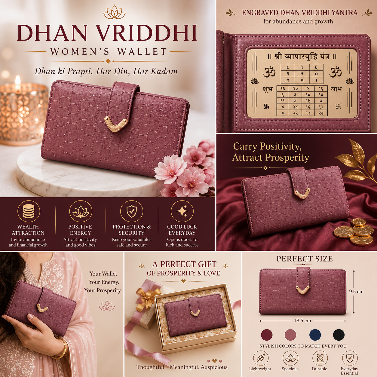 Arth's Mahalakshmi Prosperity Wallet for WOMEN | Vegan Leather